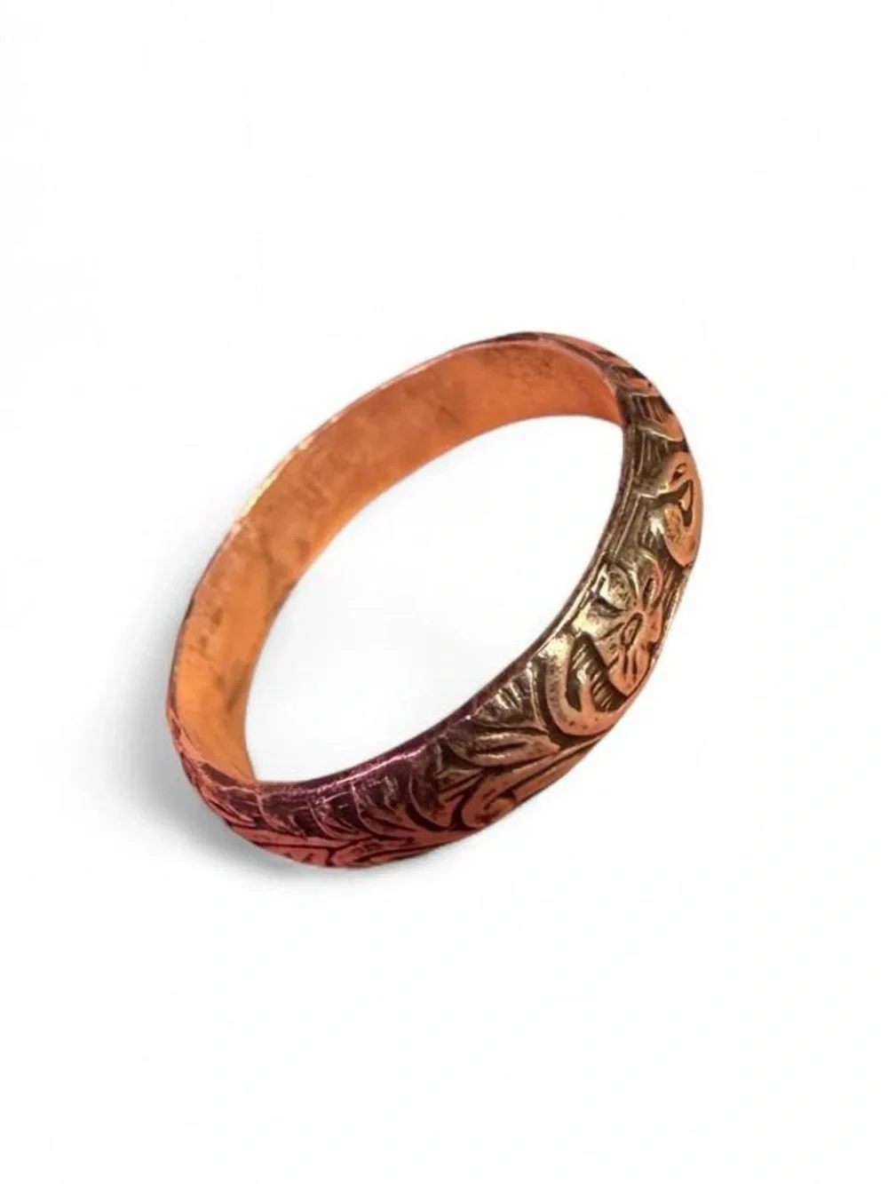 Sterling Silver Engraved Floral Band scrolling vines 925